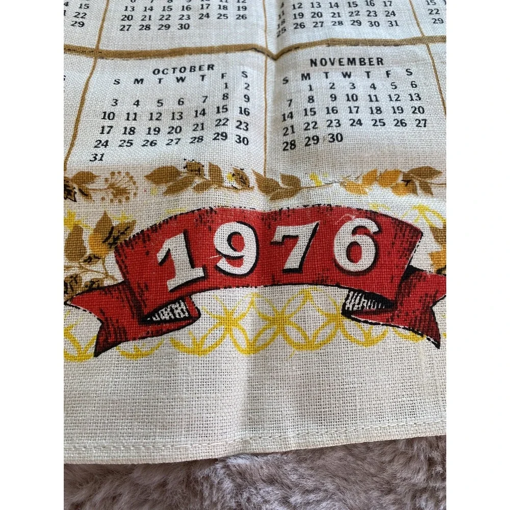 Vintage 1976 Calendar Tapestry/Towel Country Style Kitchen Cabinet with Spices